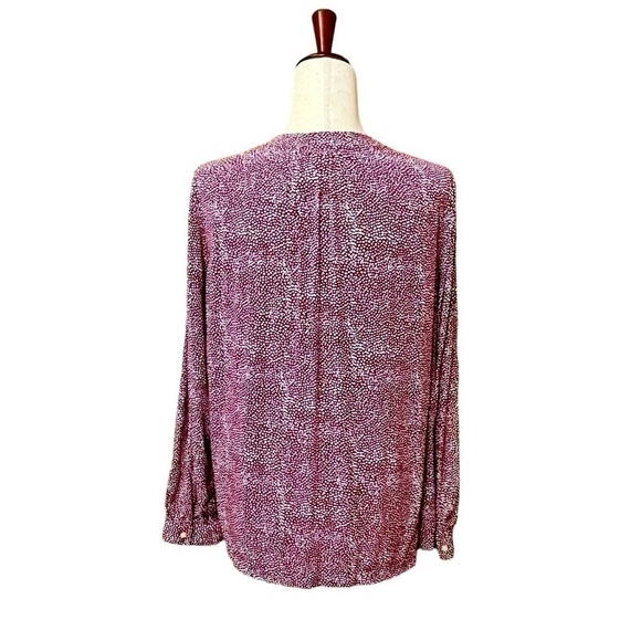 Gap Tunic Smock Blouse. 100%Rayon. Long Sleeve. Burgundy White. Size S #143 - Picture 4 of 5